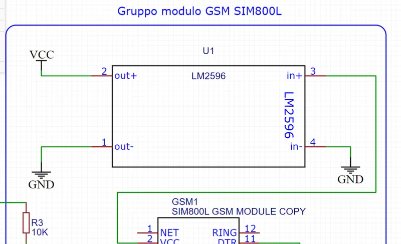 alimentazione SIM800L con LM2596 per allarme GSM mancanza corrente
