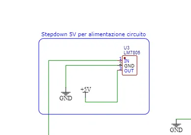 stepdown LM7805 5V per Arduino Nano allarme batteria scarica