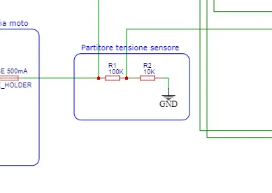partitore di tensione R1 100k R2 10k lettura batteria Arduino