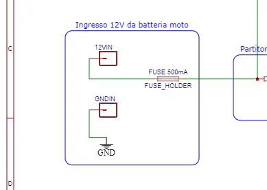 ingresso 12V batteria moto per allarme GSM mancanza corrente