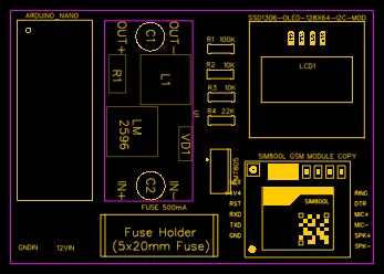serigrafia PCB allarme GSM batteria scarica